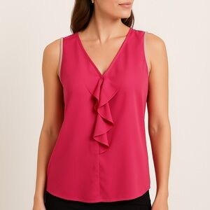 The Limited Pink Sleeveless Ruffle Blouse